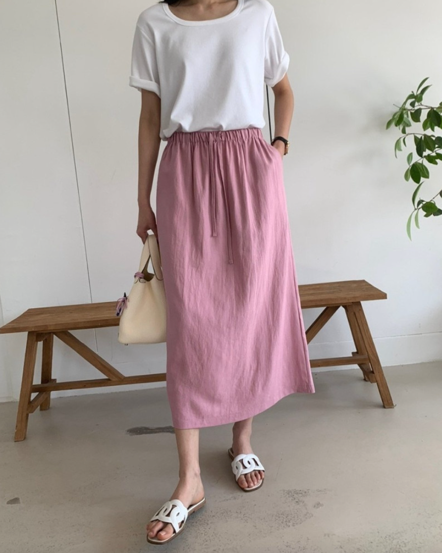 Soft linen midi skirt