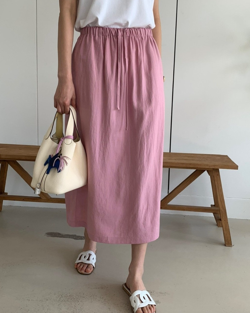 Soft linen midi skirt