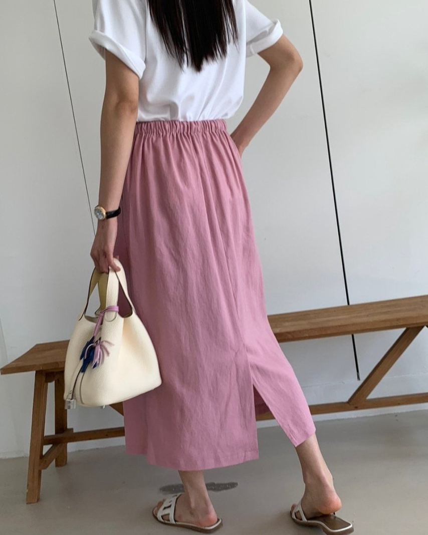 Soft linen midi skirt