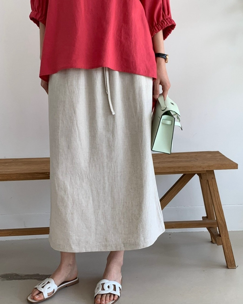 Soft linen midi skirt