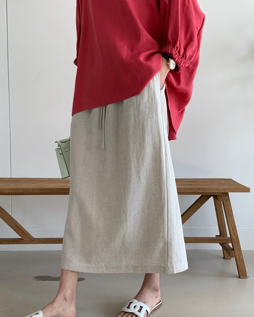 Soft linen midi skirt