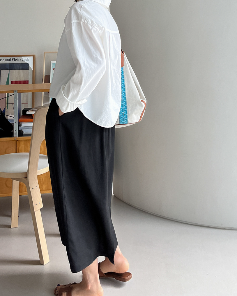 Soft linen midi skirt