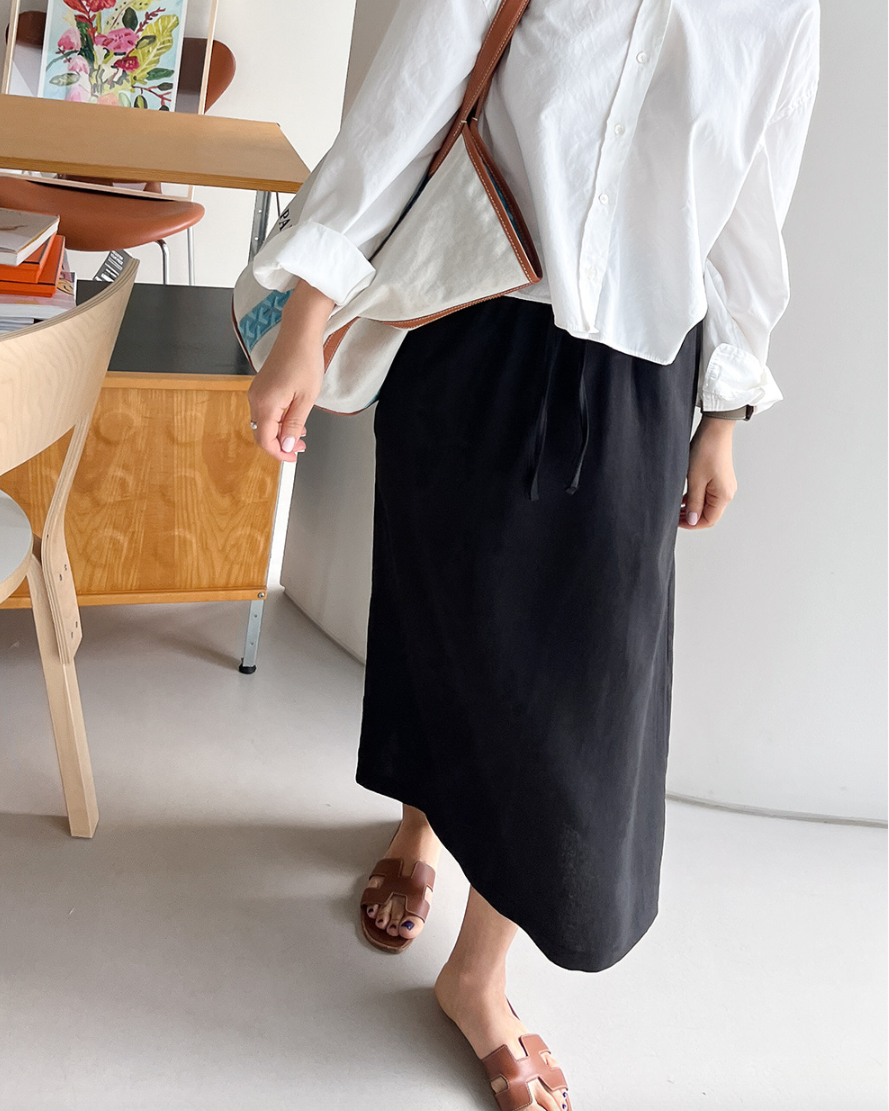 Soft linen midi skirt