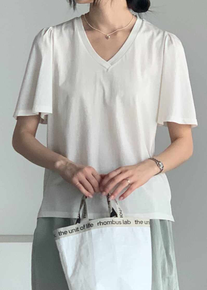 Frill sleeves t-shirt