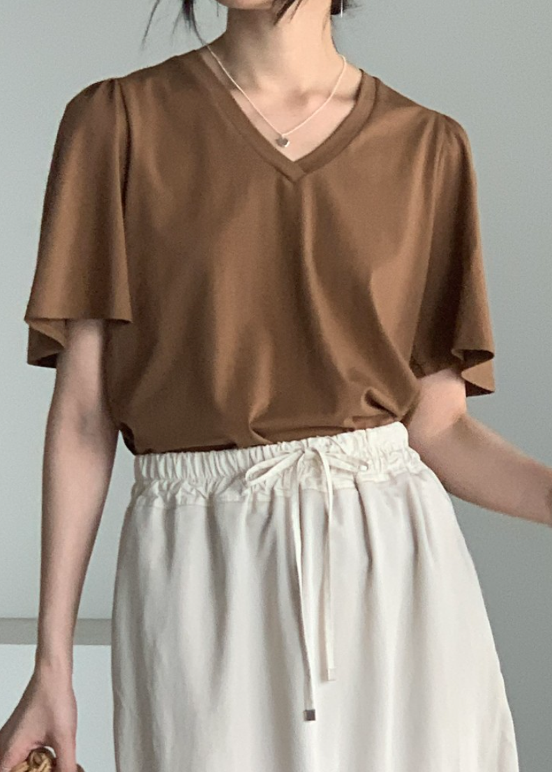 Frill sleeves t-shirt