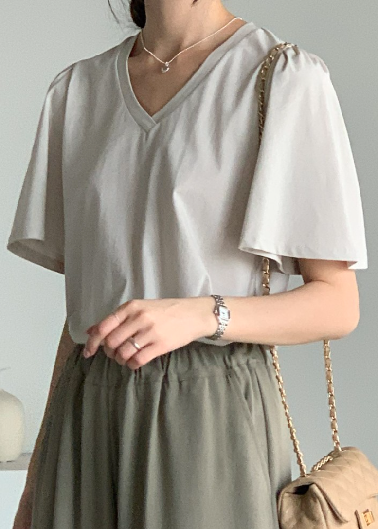 Frill sleeves t-shirt