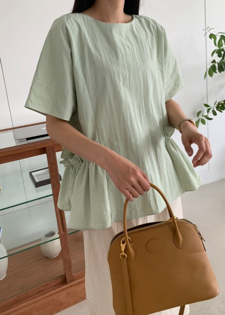 Shirring pocket blouse