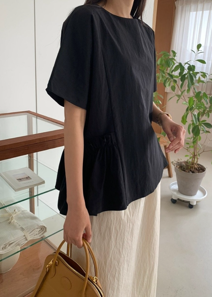 Shirring pocket blouse