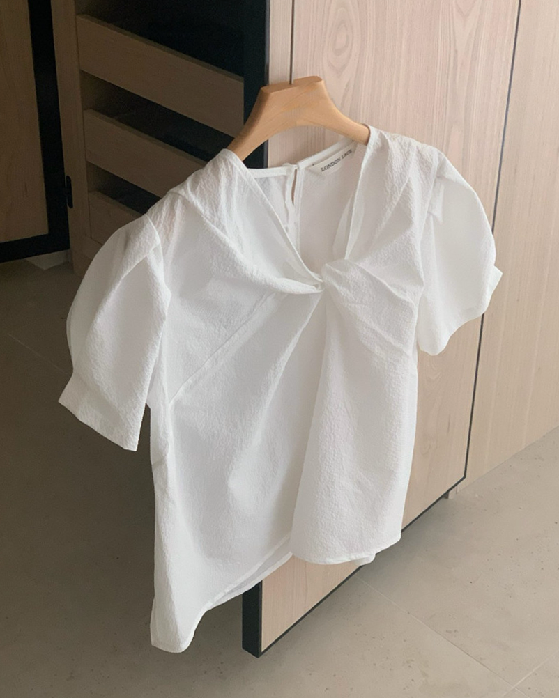 Seersucker twist blouse