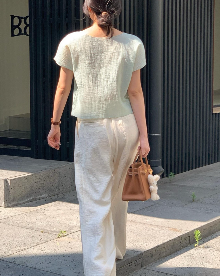 Crinkled sheer blouse