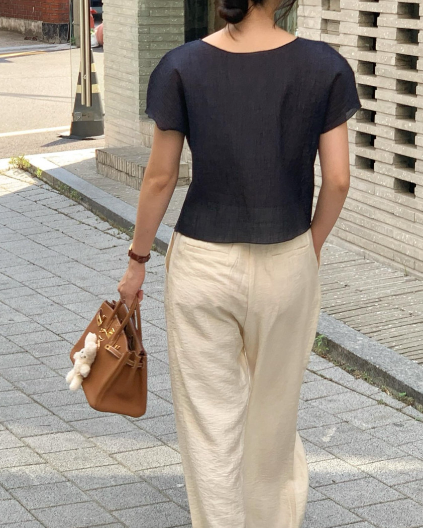 Crinkled sheer blouse