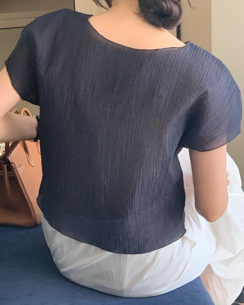 Crinkled sheer blouse