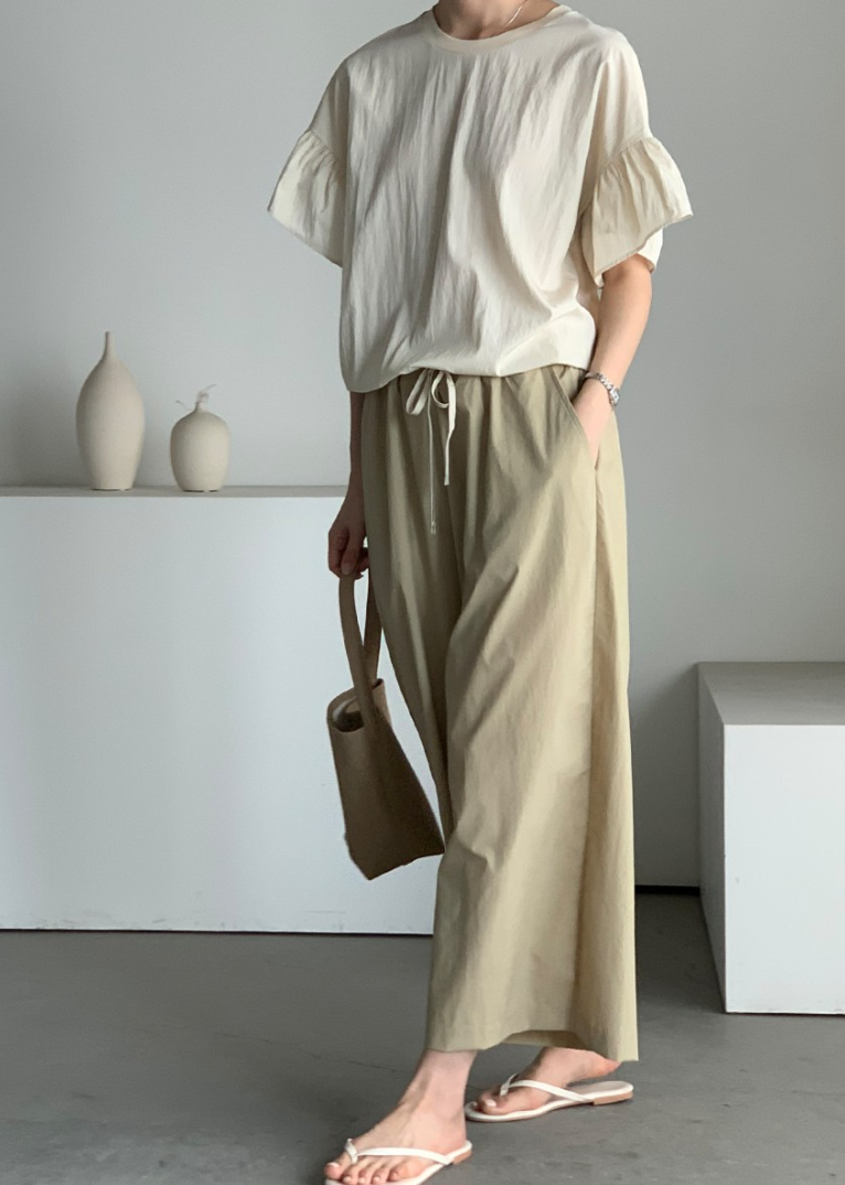 Wrinkle free wide pants