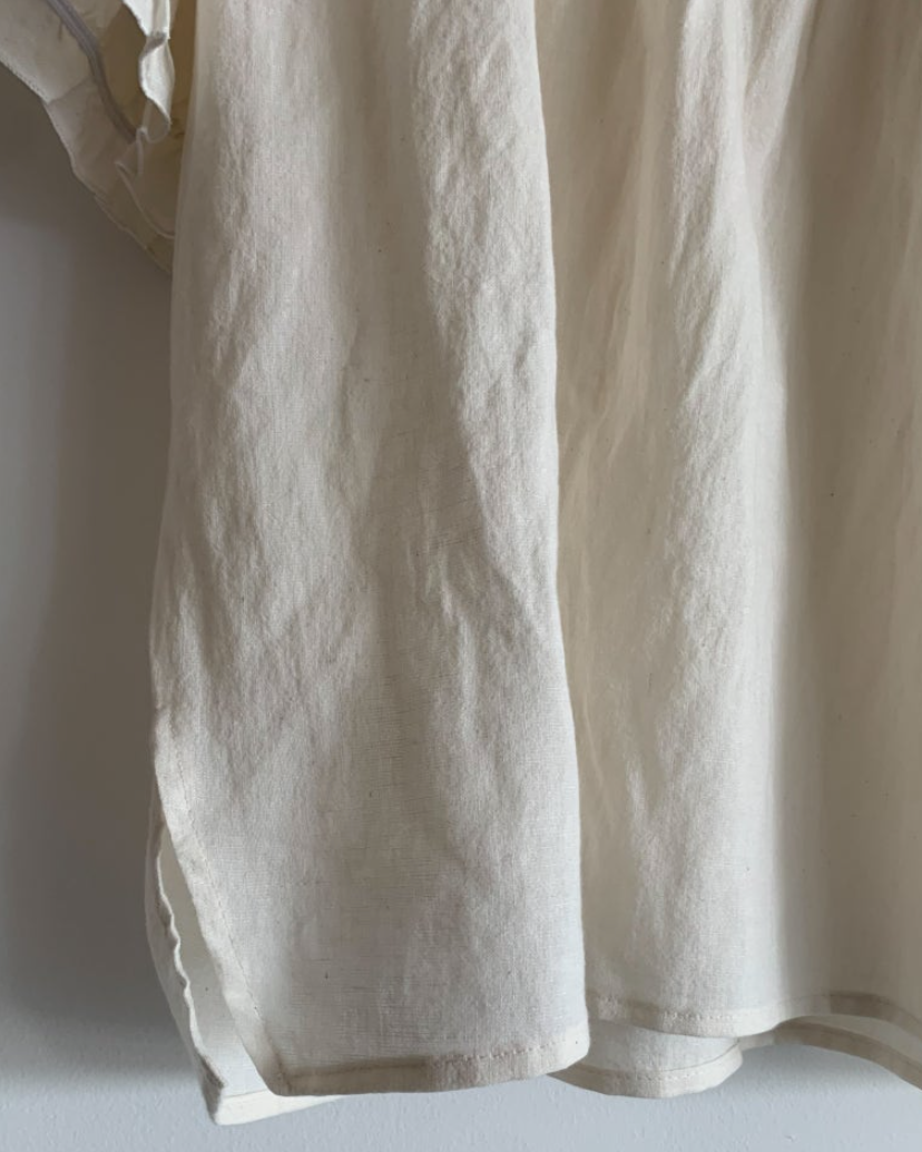 Linen frill blouse