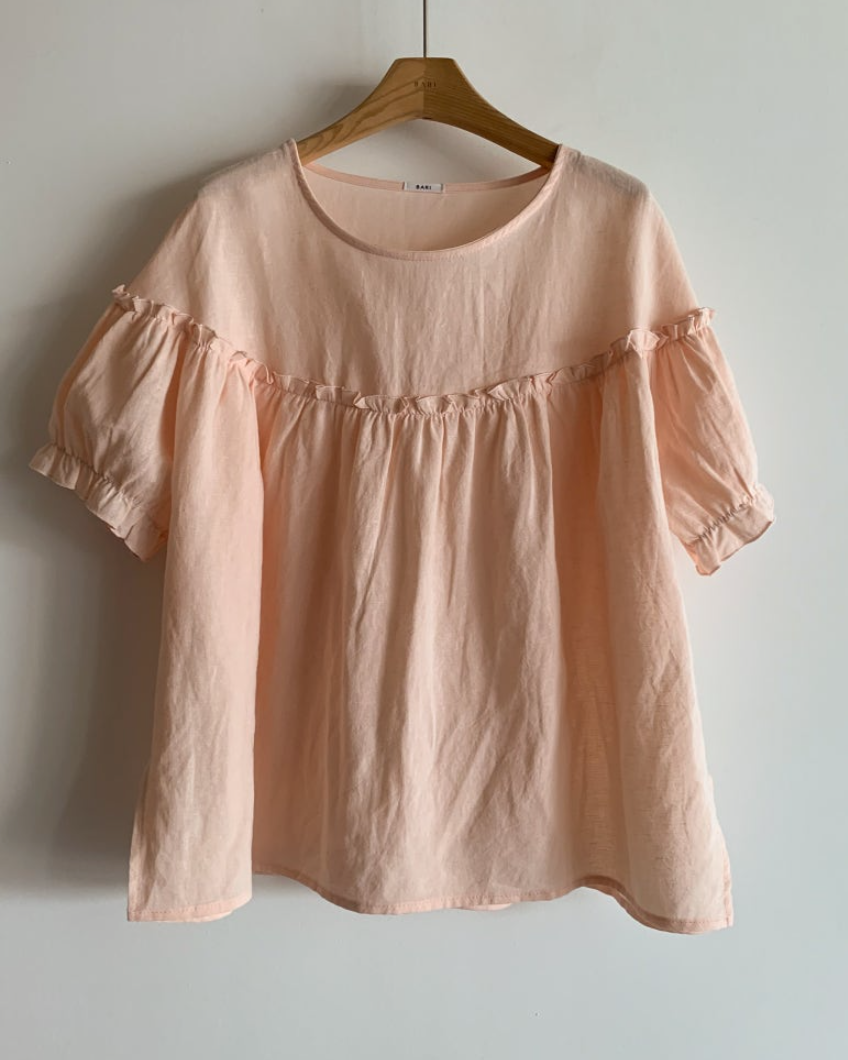 Linen frill blouse