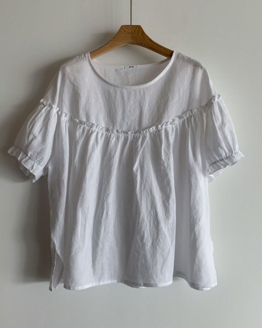 Linen frill blouse