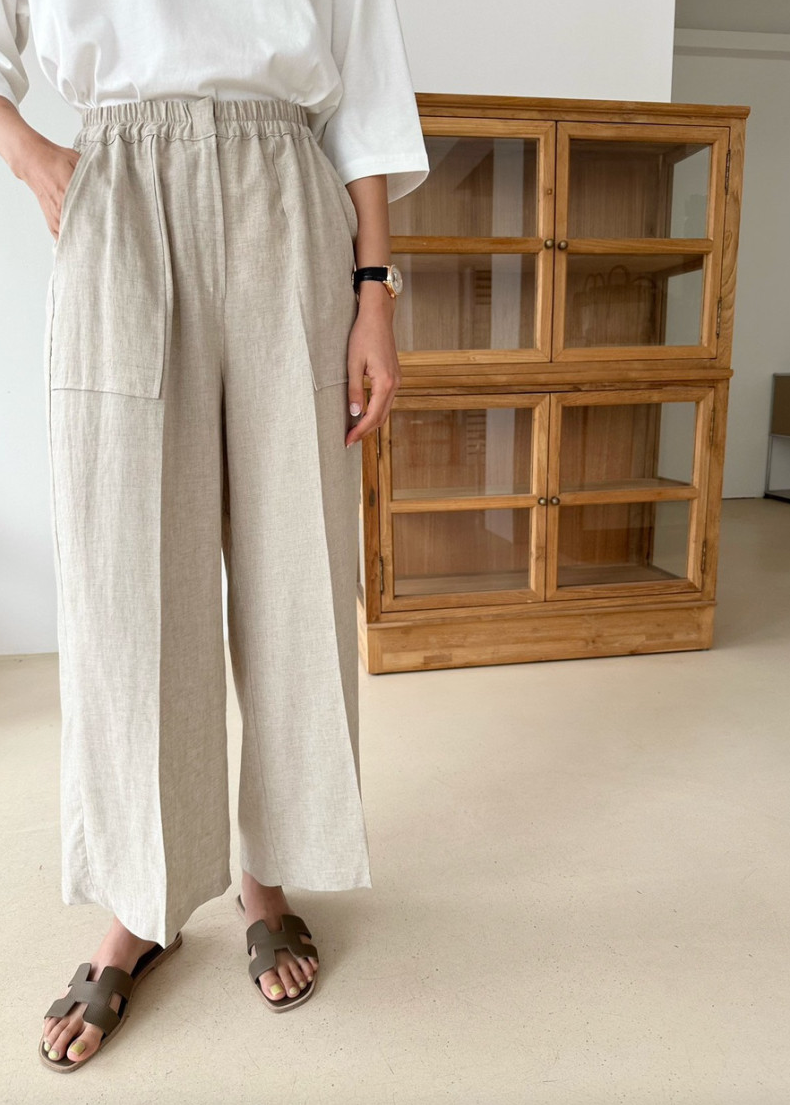 Linen wide slacks