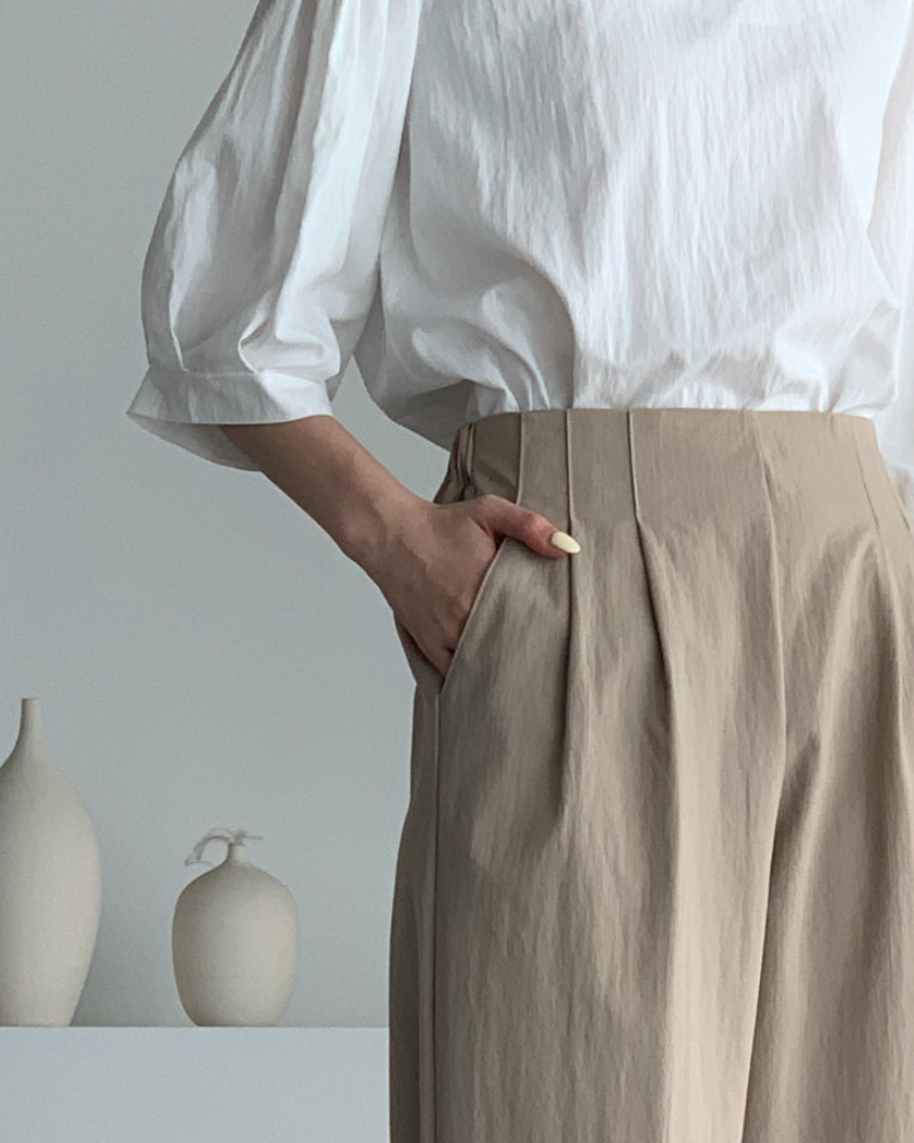 Modern pintuck slacks