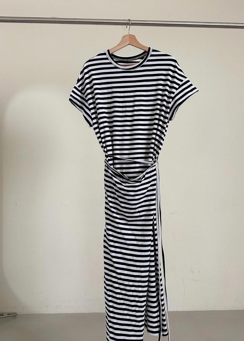 Striped wrap dress