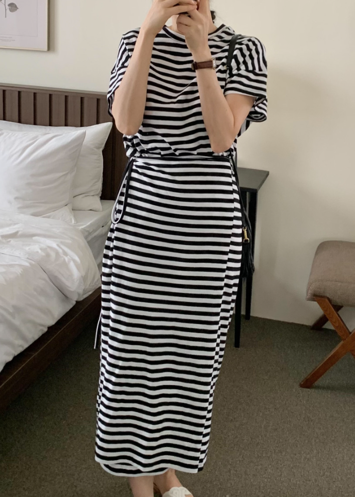 Striped wrap dress