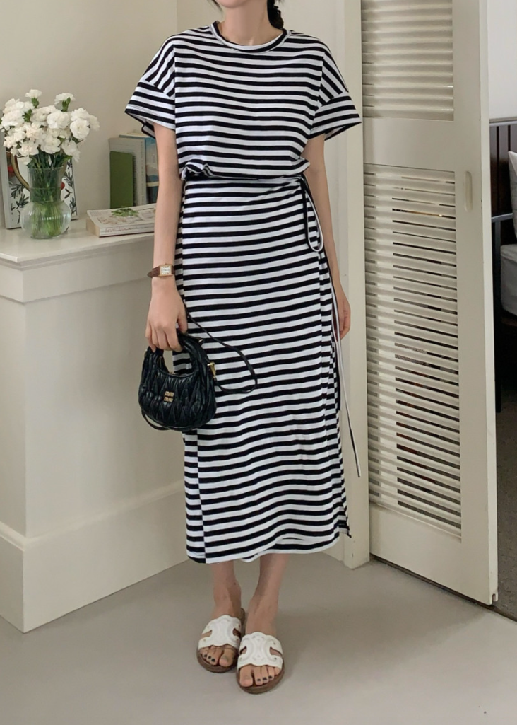 Striped wrap dress