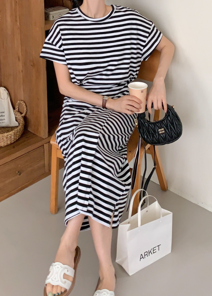 Striped wrap dress