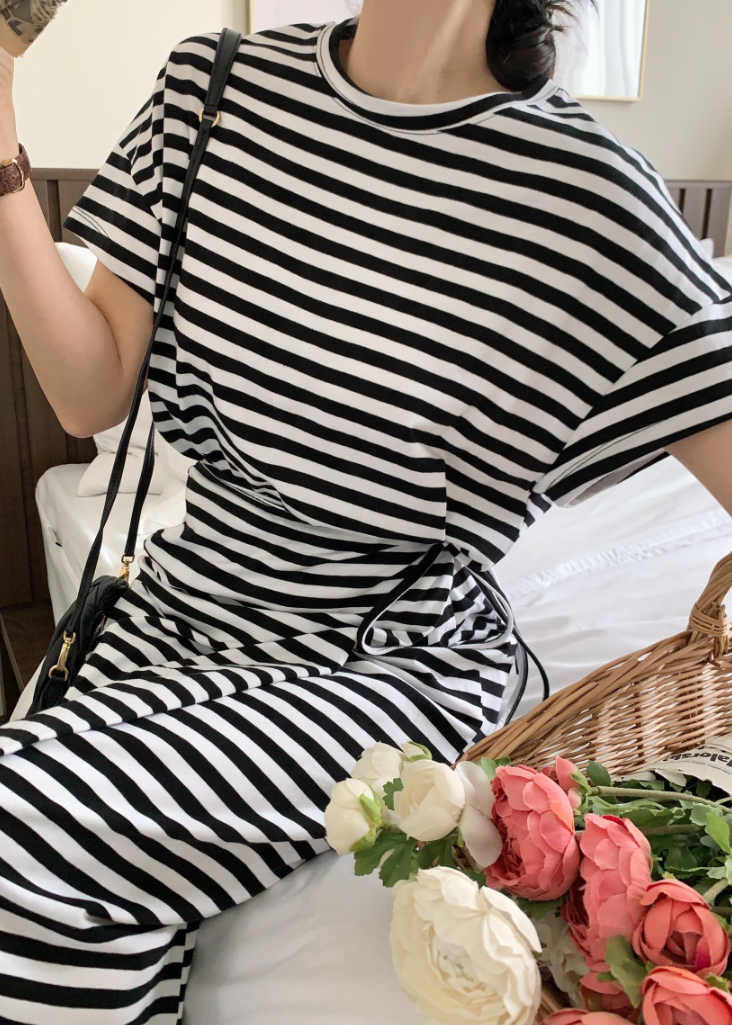 Striped wrap dress