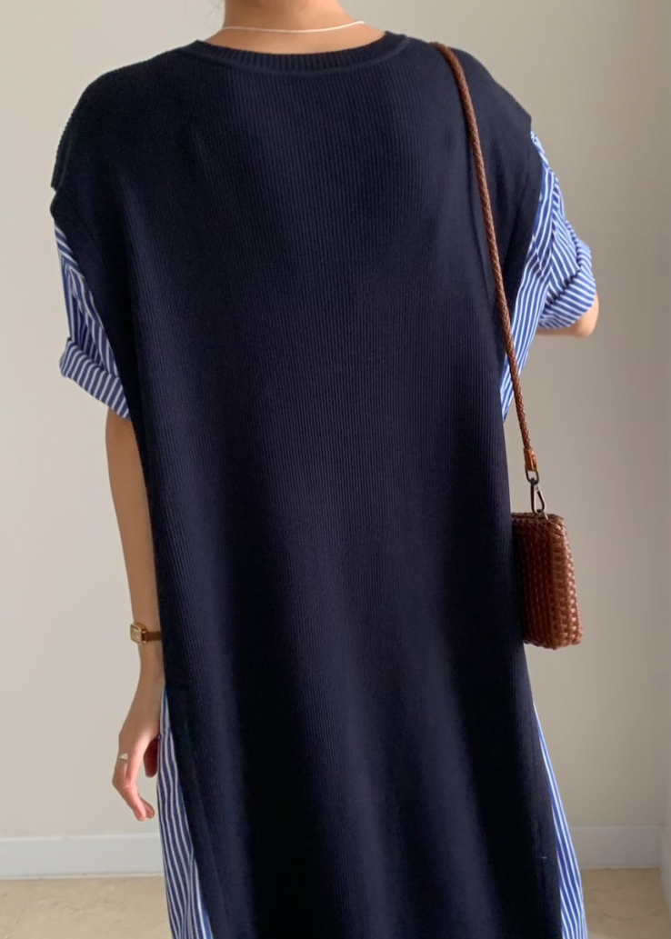 Knit layered shirt dress