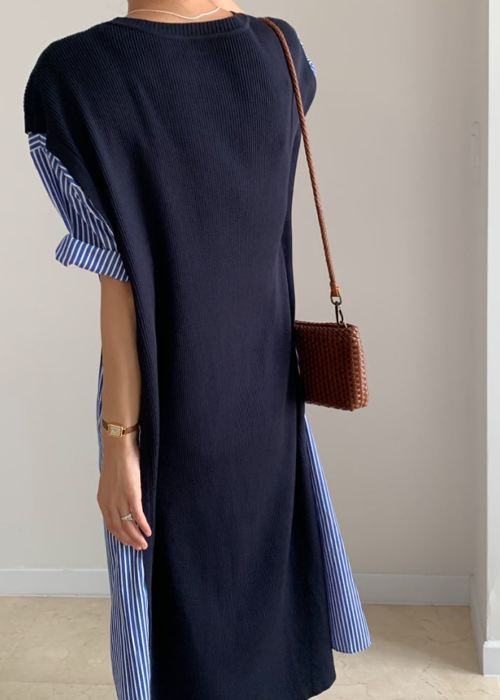 Knit layered shirt dress