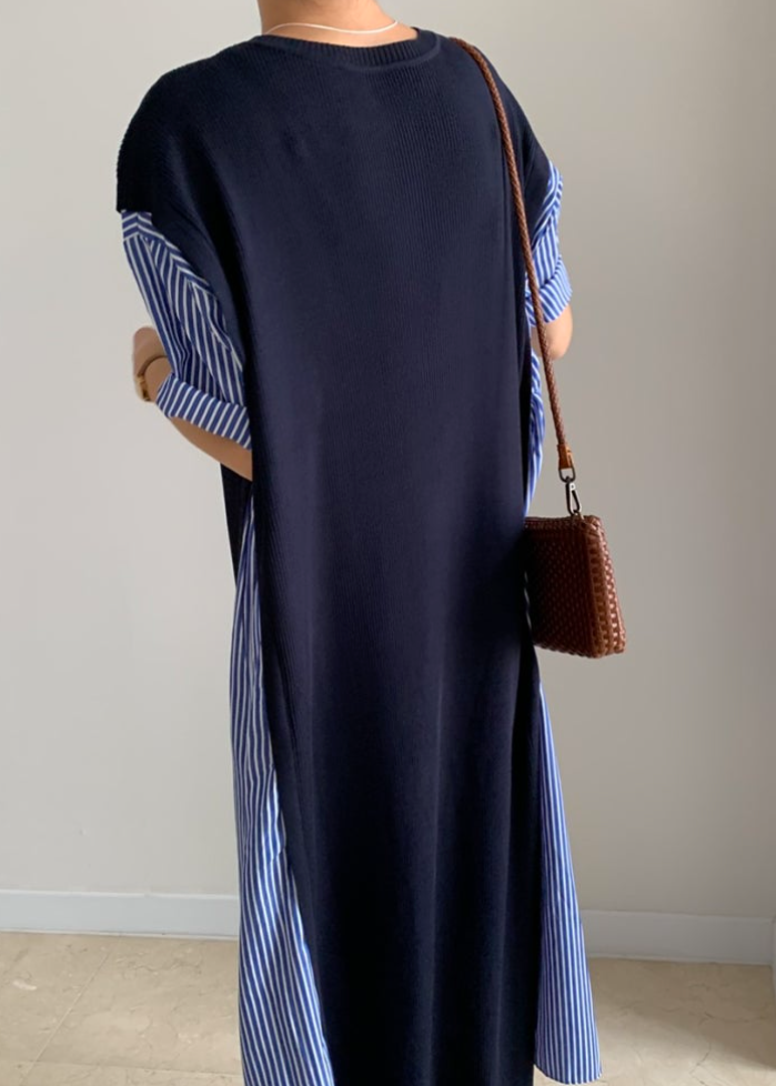 Knit layered shirt dress