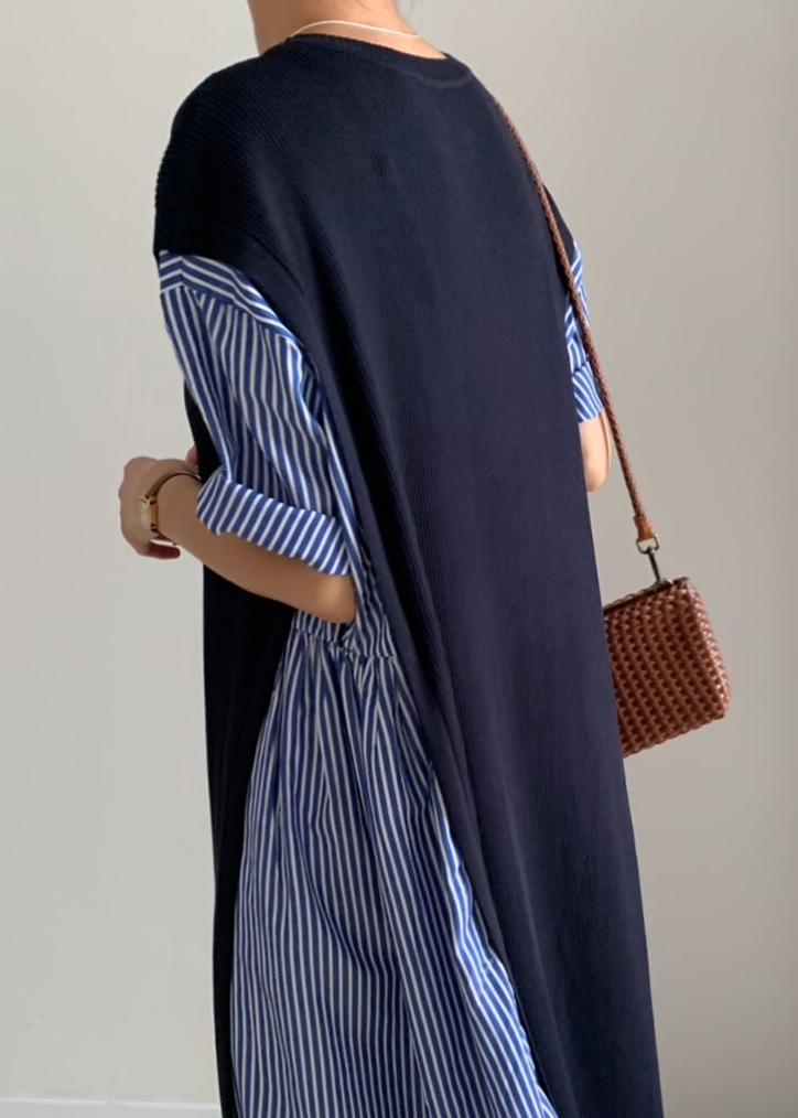 Knit layered shirt dress