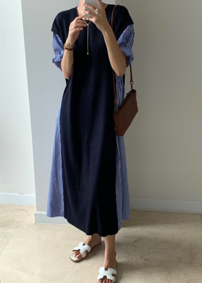 Knit layered shirt dress