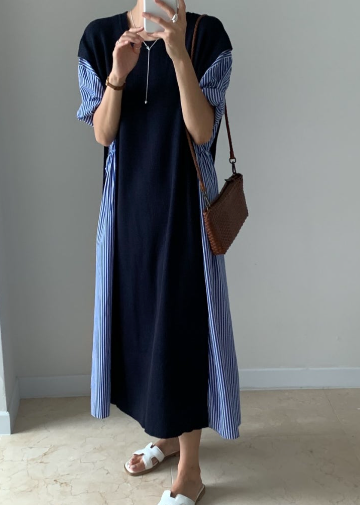 Knit layered shirt dress