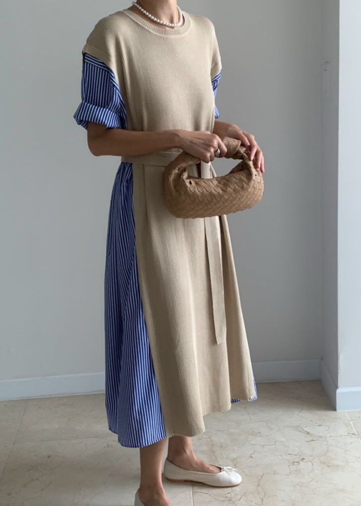 Knit layered shirt dress