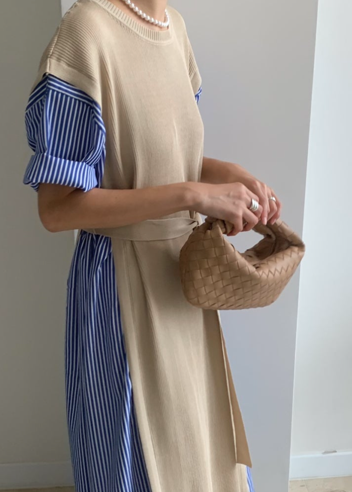 Knit layered shirt dress