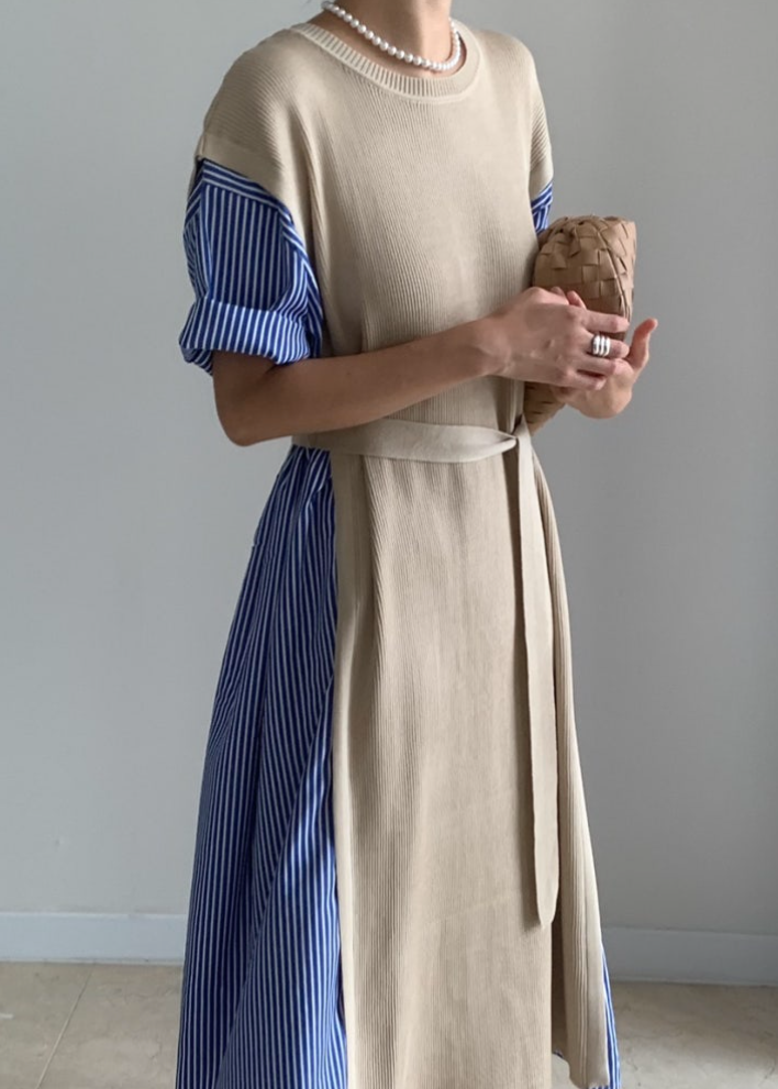 Knit layered shirt dress