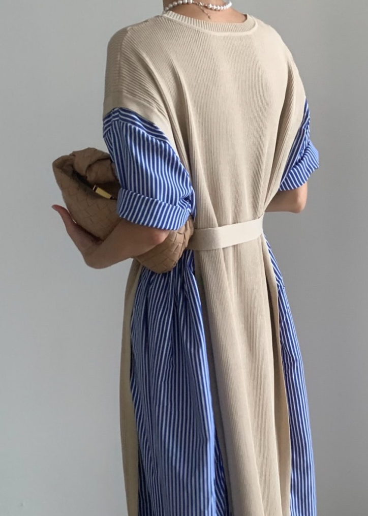 Knit layered shirt dress