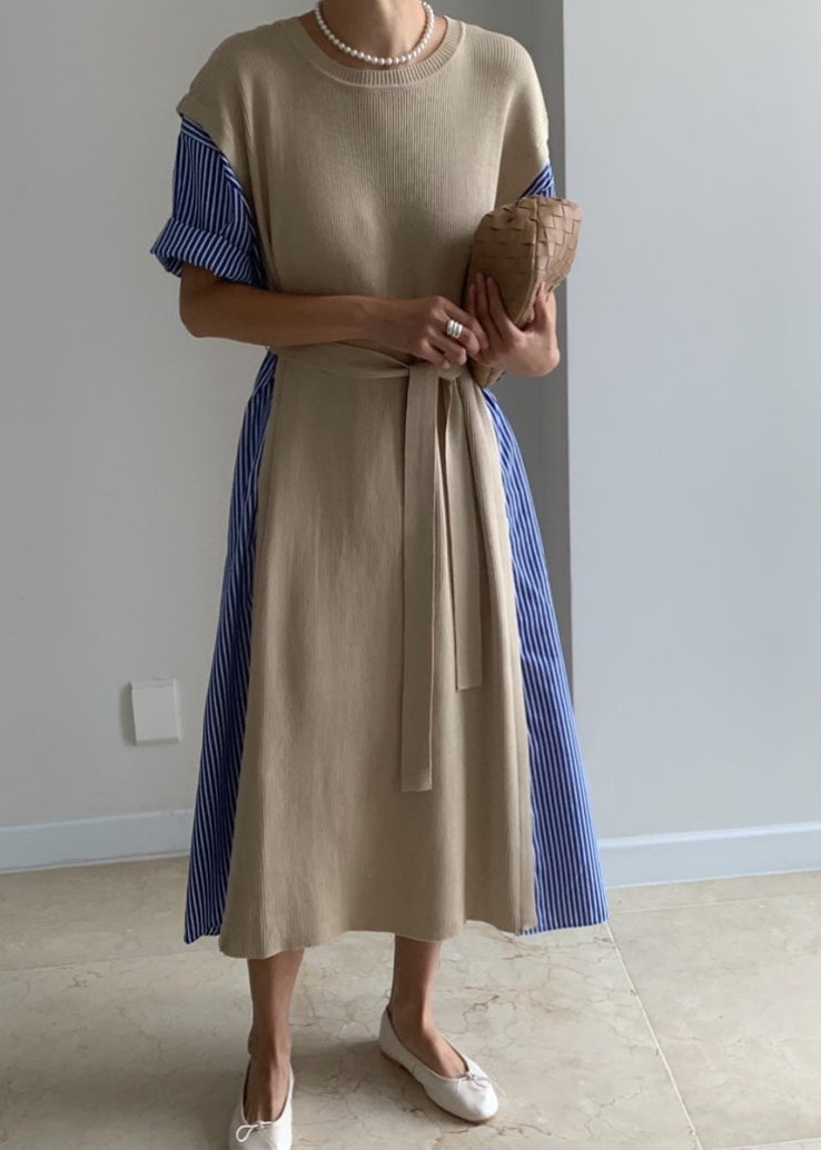 Knit layered shirt dress