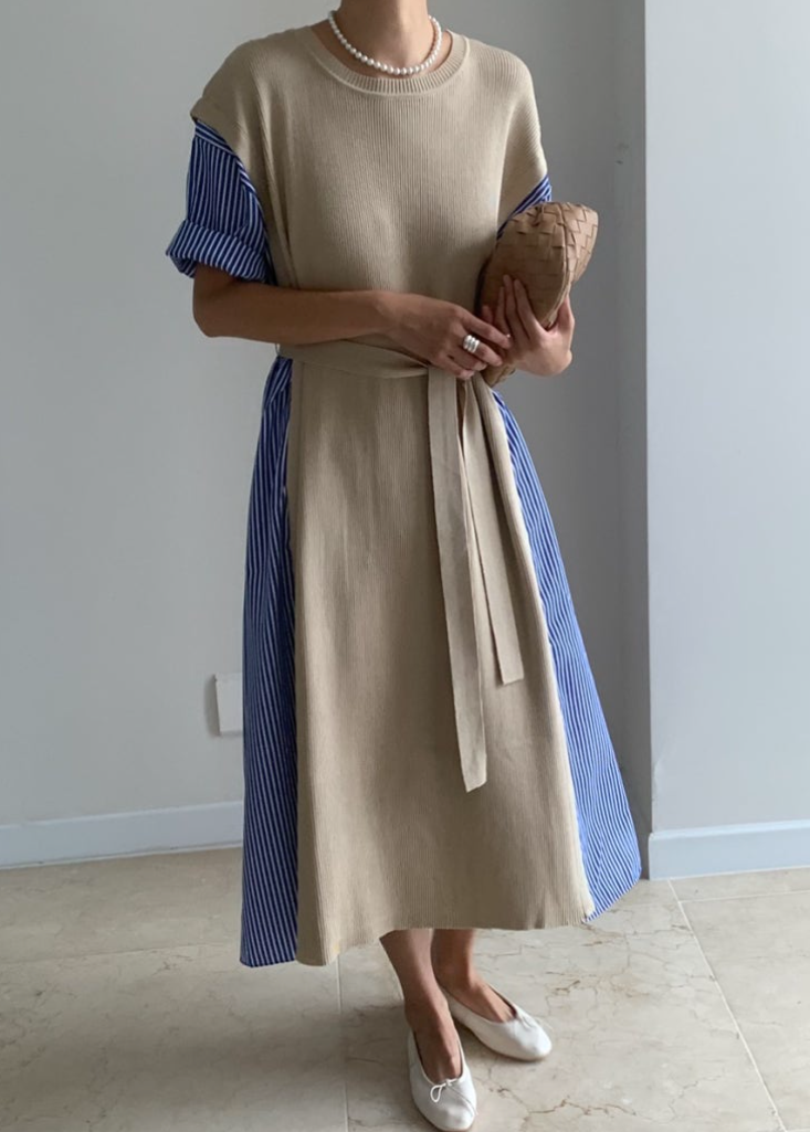 Knit layered shirt dress