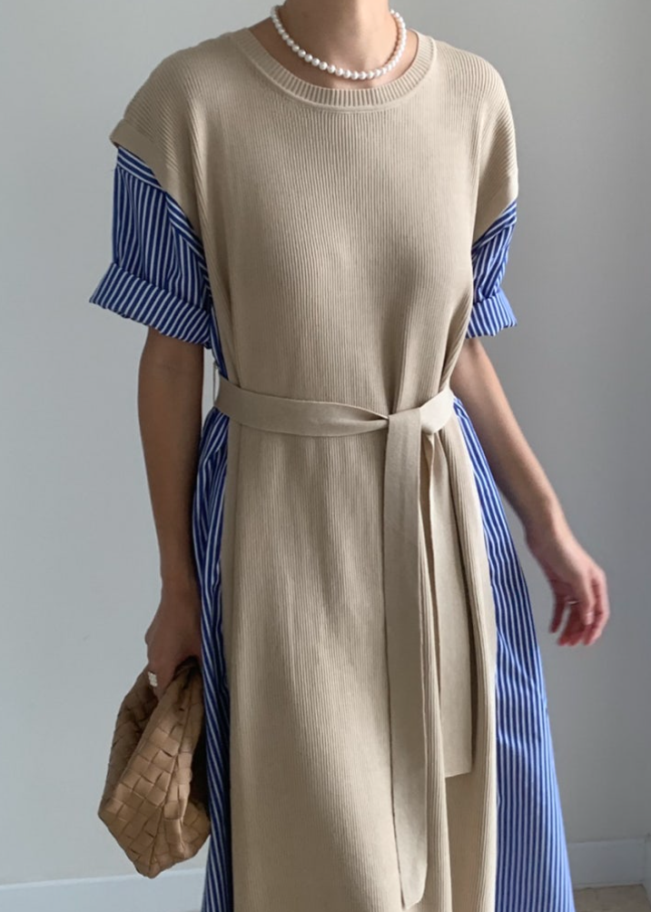 Knit layered shirt dress