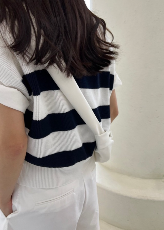 Cotton striped zip sweater