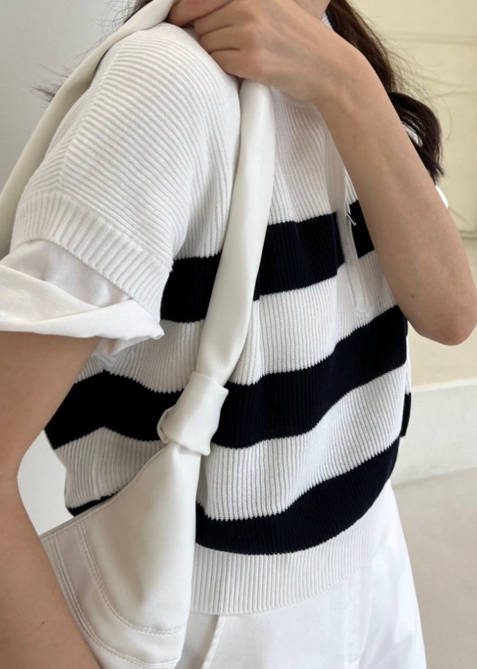 Cotton striped zip sweater