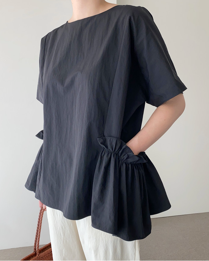 Shirring pocket blouse