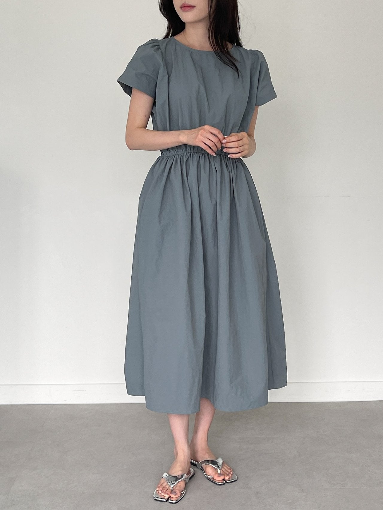 Nylon Puff sleeves dress