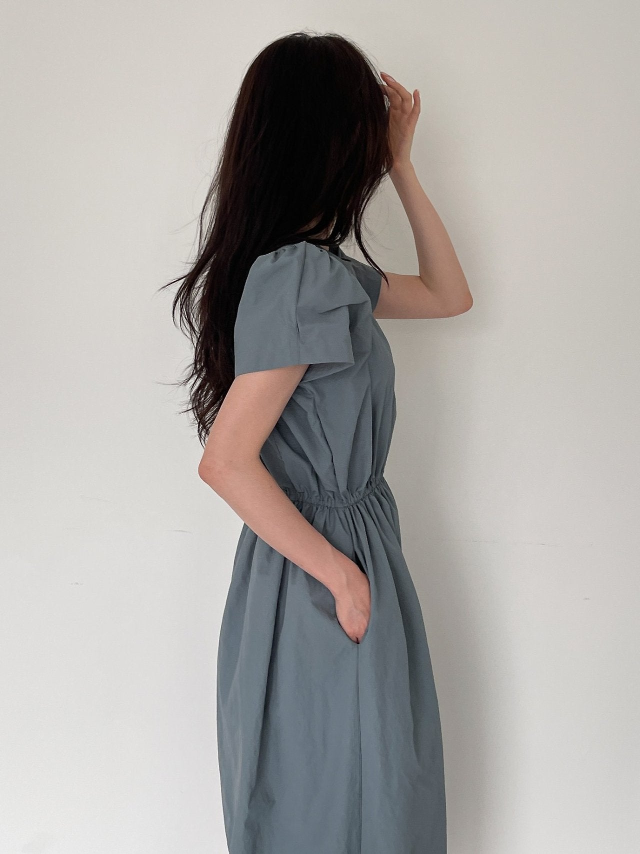 Nylon Puff sleeves dress