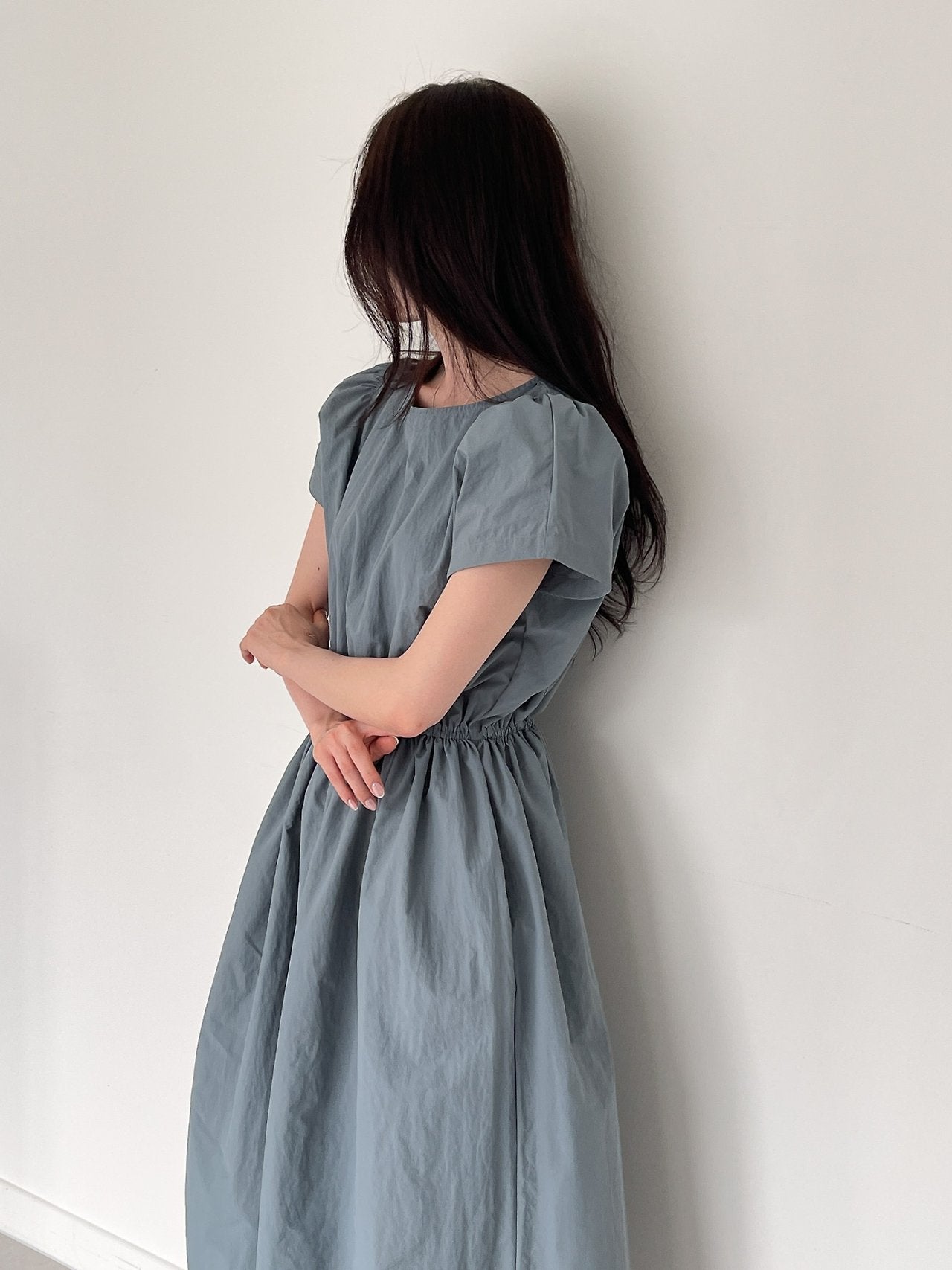 Nylon Puff sleeves dress
