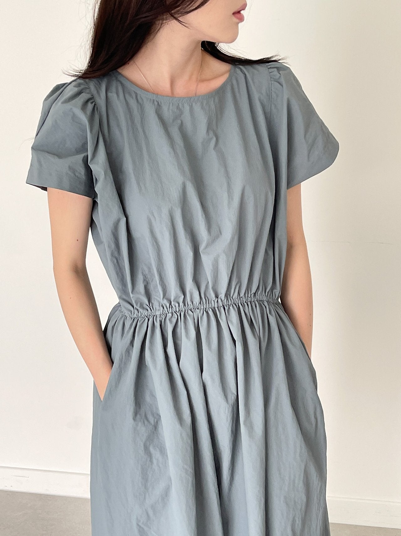 Nylon Puff sleeves dress