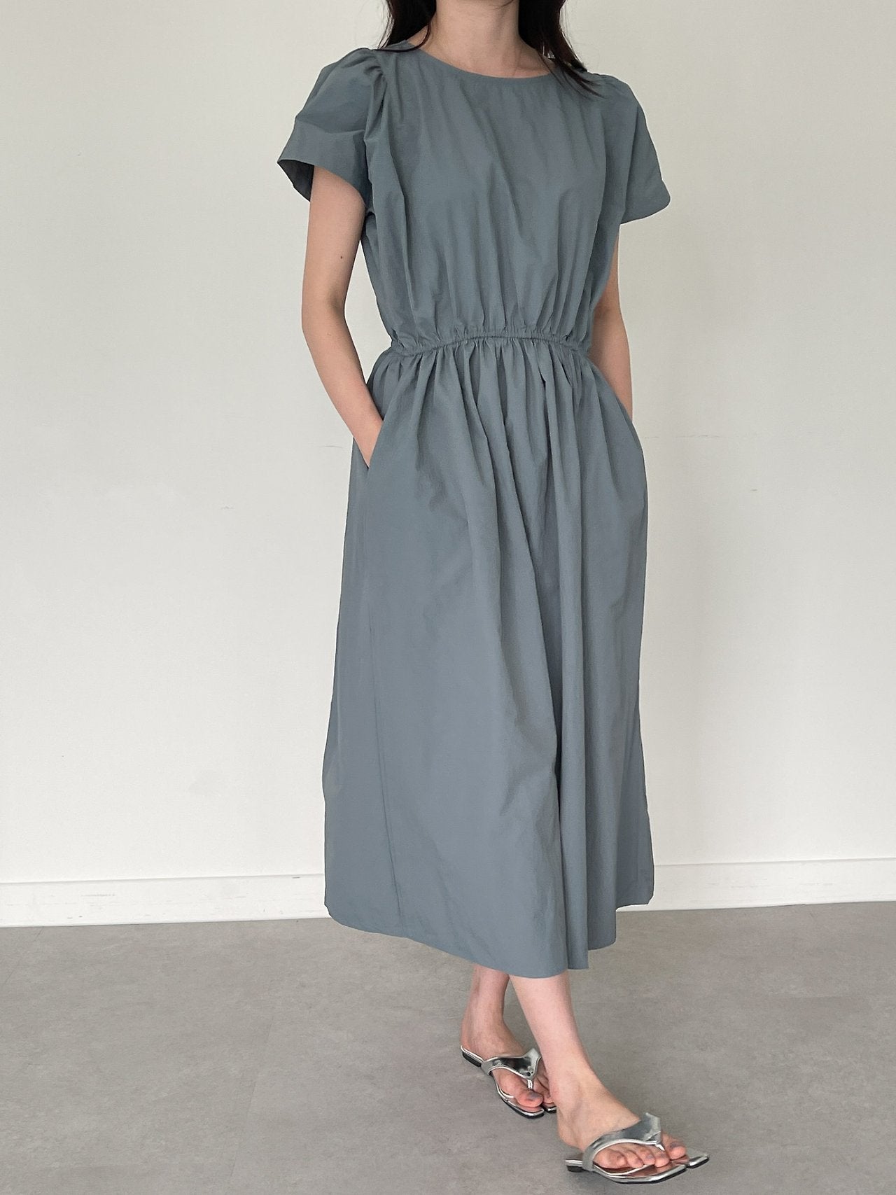 Nylon Puff sleeves dress
