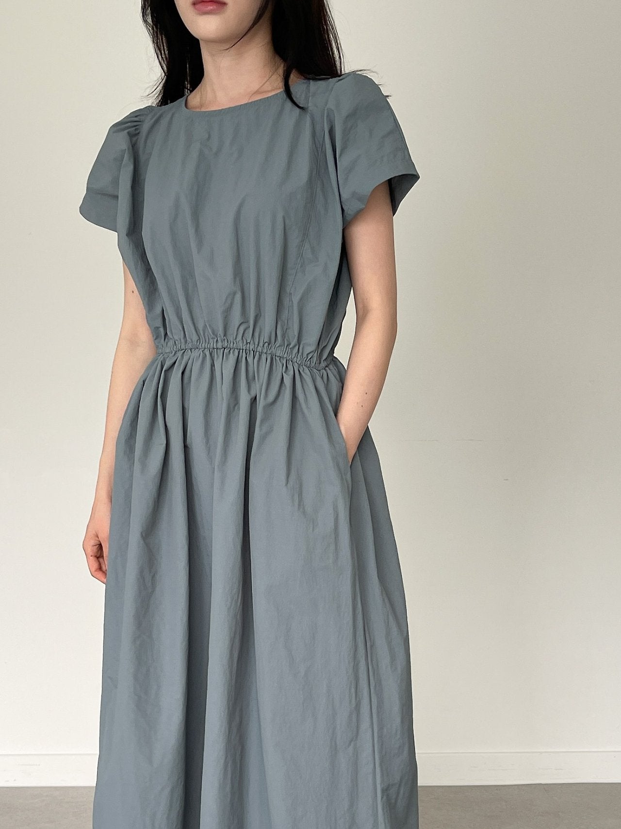 Nylon Puff sleeves dress