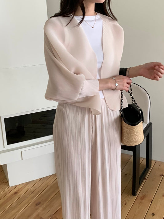Pleats bolero cardigan